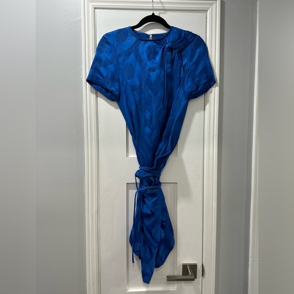 Isabel Marant Blue Silk Wrap Skirt Mini Dress - Picture 2 of 9